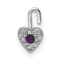 14k White Gold February Synthetic Birthstone Heart Charm-M344W