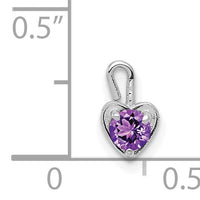 14k White Gold February Synthetic Birthstone Heart Charm-M344W
