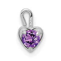 14k White Gold February Synthetic Birthstone Heart Charm-M344W