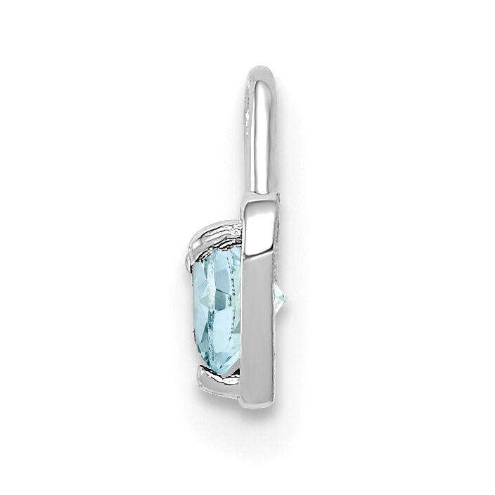 14k White Gold March Synthetic Birthstone Heart Charm-M345W
