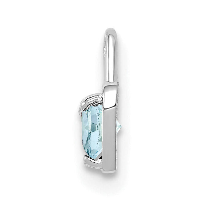 14k White Gold March Synthetic Birthstone Heart Charm-M345W
