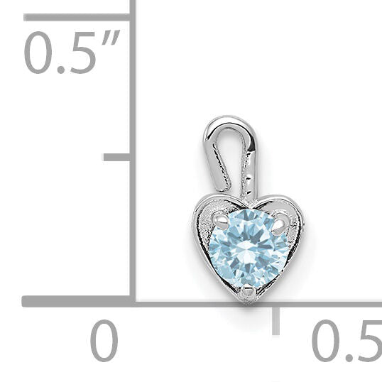 14k White Gold March Synthetic Birthstone Heart Charm-M345W