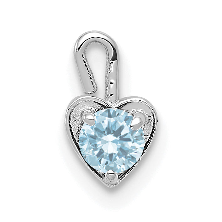 14k White Gold March Synthetic Birthstone Heart Charm-M345W