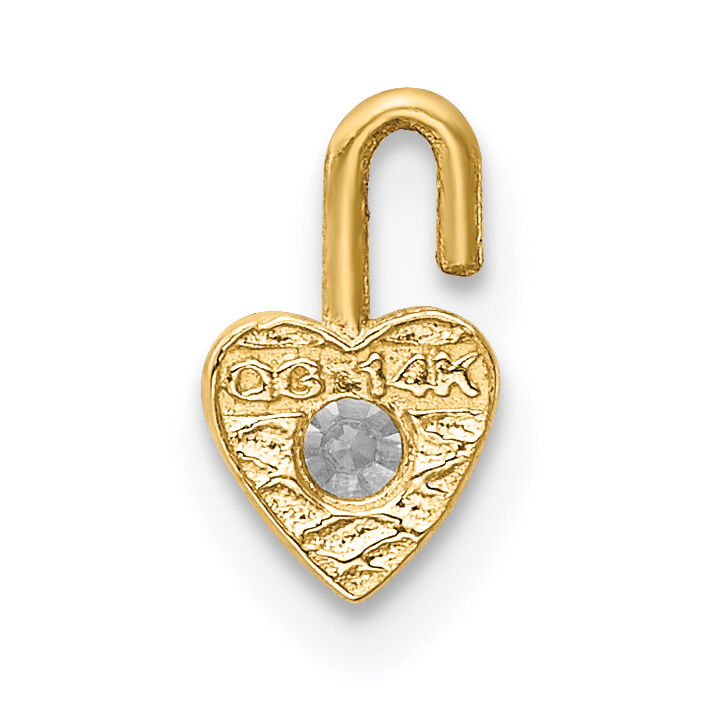 14ky April Synthetic Birthstone Heart Charm-M346