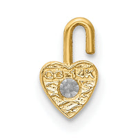 14ky April Synthetic Birthstone Heart Charm-M346