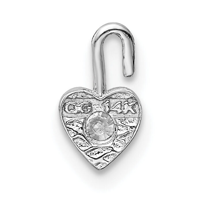 14k White Gold April Synthetic Birthstone Heart Charm-M346W