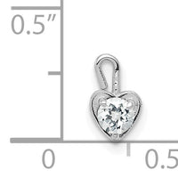 14k White Gold April Synthetic Birthstone Heart Charm-M346W
