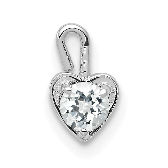 14k White Gold April Synthetic Birthstone Heart Charm-M346W