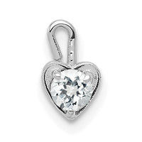 14k White Gold April Synthetic Birthstone Heart Charm-M346W