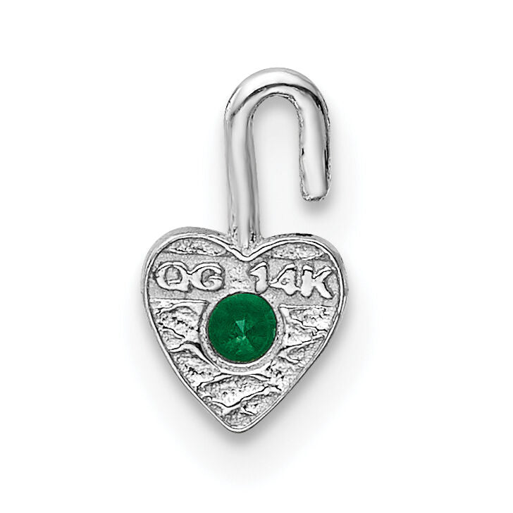 14k White Gold May Synthetic Birthstone Heart Charm-M347W