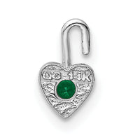 14k White Gold May Synthetic Birthstone Heart Charm-M347W