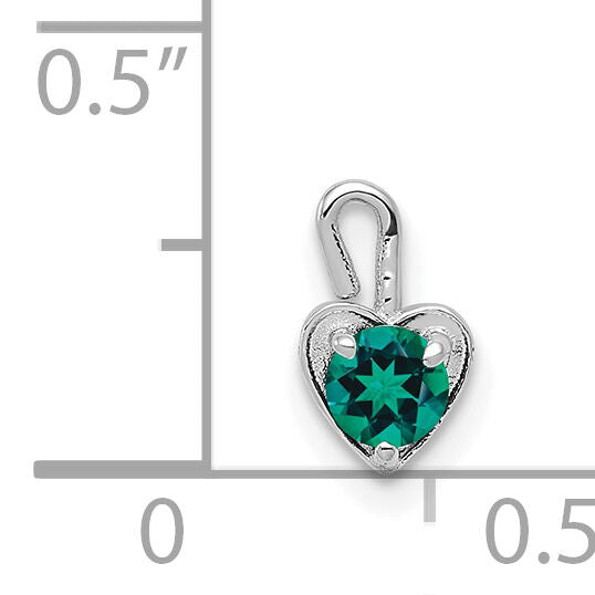 14k White Gold May Synthetic Birthstone Heart Charm-M347W