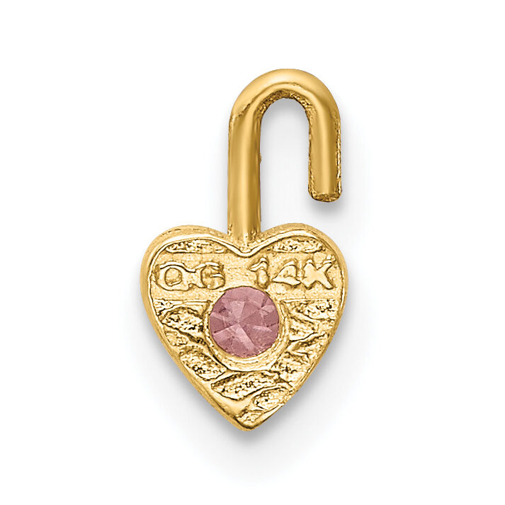 14ky October Synthetic Birthstone Heart Charm-M348