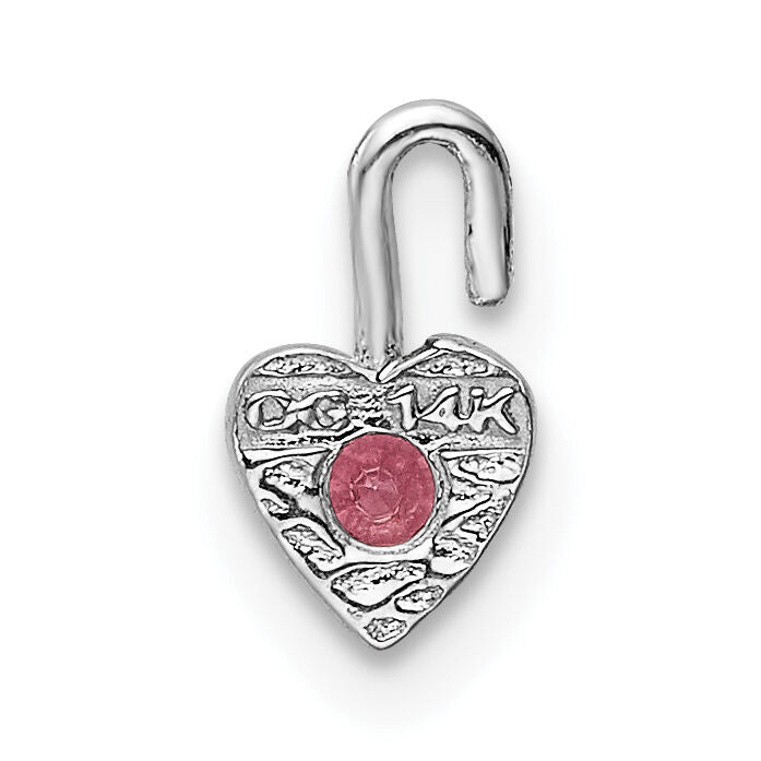 14k White Gold October Synthetic Birthstone Heart Charm-M348W