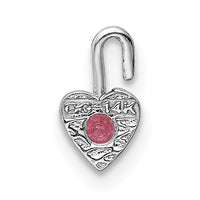 14k White Gold October Synthetic Birthstone Heart Charm-M348W