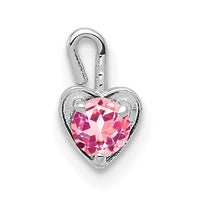 14k White Gold October Synthetic Birthstone Heart Charm-M348W