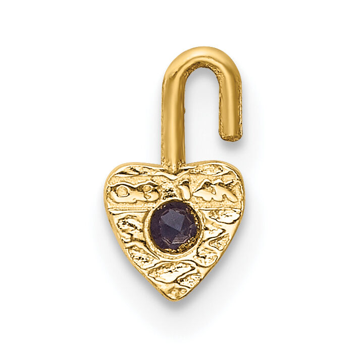 14ky June Synthetic Birthstone Heart Charm-M349