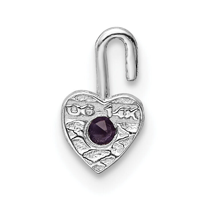 14k White Gold June Synthetic Birthstone Heart Charm-M349W