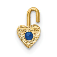 14ky September Synthetic Birthstone Heart Charm-M350