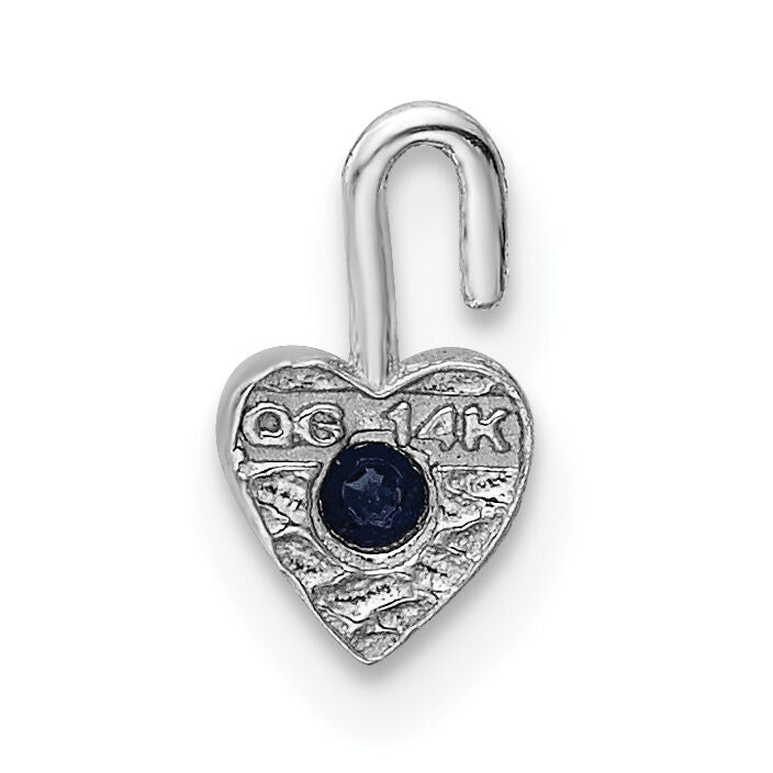 14k White Gold September Synthetic Birthstone Heart Charm-M350W