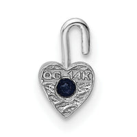 14k White Gold September Synthetic Birthstone Heart Charm-M350W