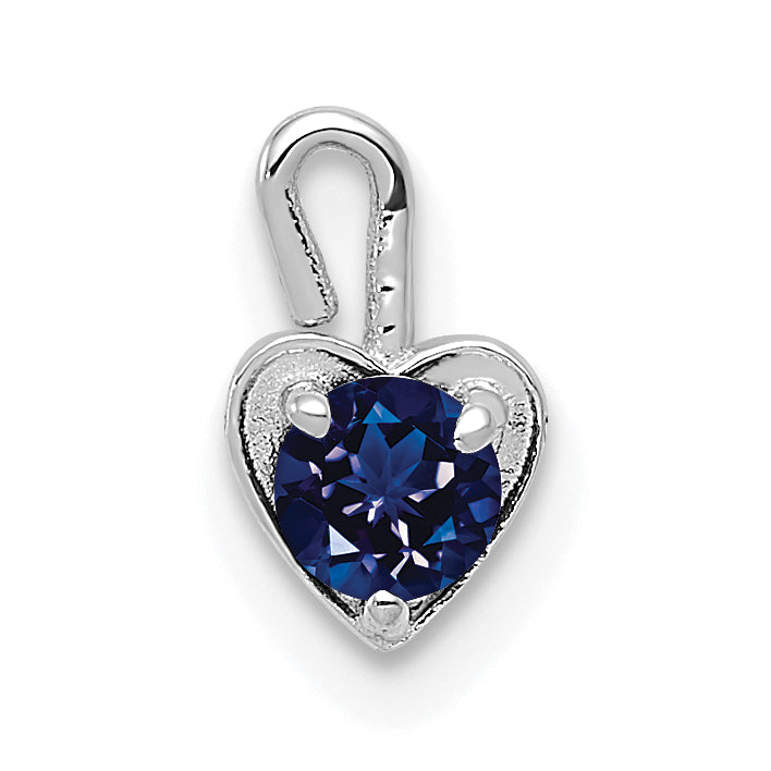 14k White Gold September Synthetic Birthstone Heart Charm-M350W
