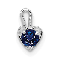 14k White Gold September Synthetic Birthstone Heart Charm-M350W