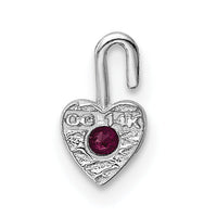 14k White Gold July Synthetic Birthstone Heart Charm-M352W