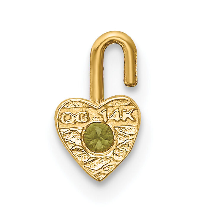 14ky August Synthetic Birthstone Heart Charm-M353