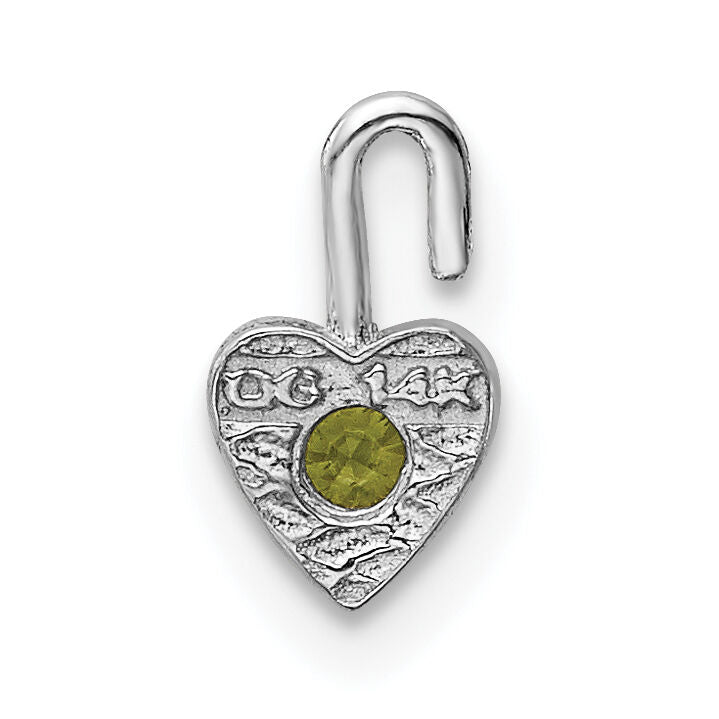 14k White Gold August Synthetic Birthstone Heart Charm-M353W