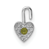 14k White Gold August Synthetic Birthstone Heart Charm-M353W