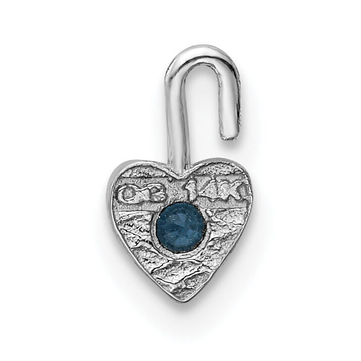 14k White Gold December Synthetic Birthstone Heart Charm-M354W