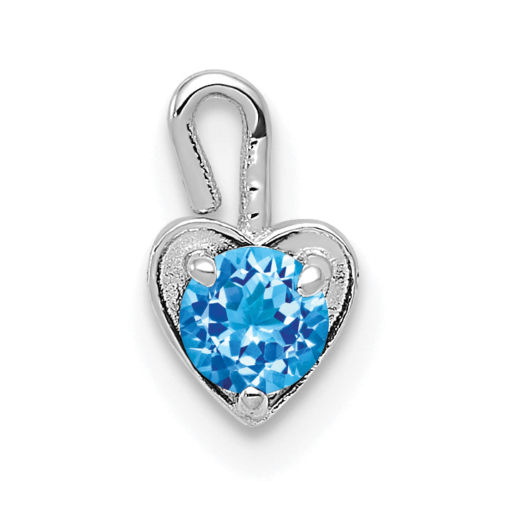 14k White Gold December Synthetic Birthstone Heart Charm-M354W