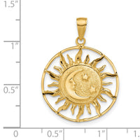 14k Diamond-cut Sun with Moon and Stars Charm-M475