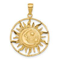 14k Diamond-cut Sun with Moon and Stars Charm-M475