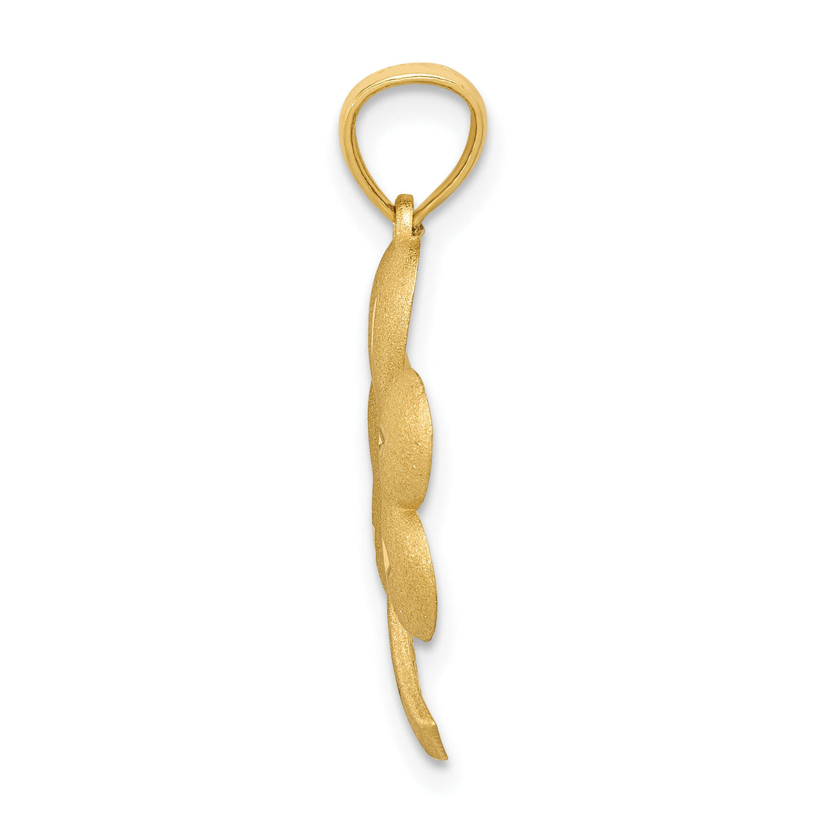 14k Brushed Diamond-cut Shamrock Pendant-M503