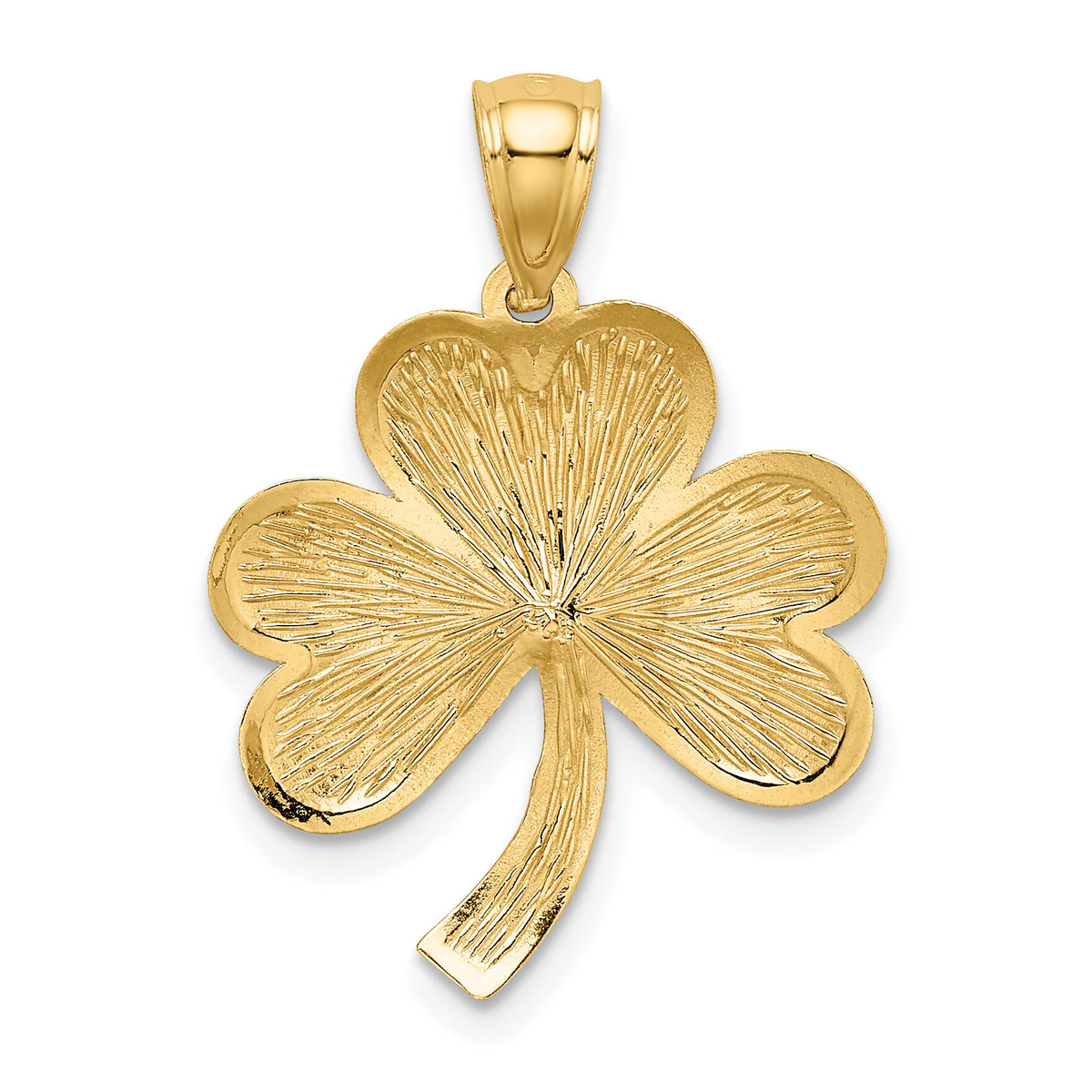 14k Brushed Diamond-cut Shamrock Pendant-M503
