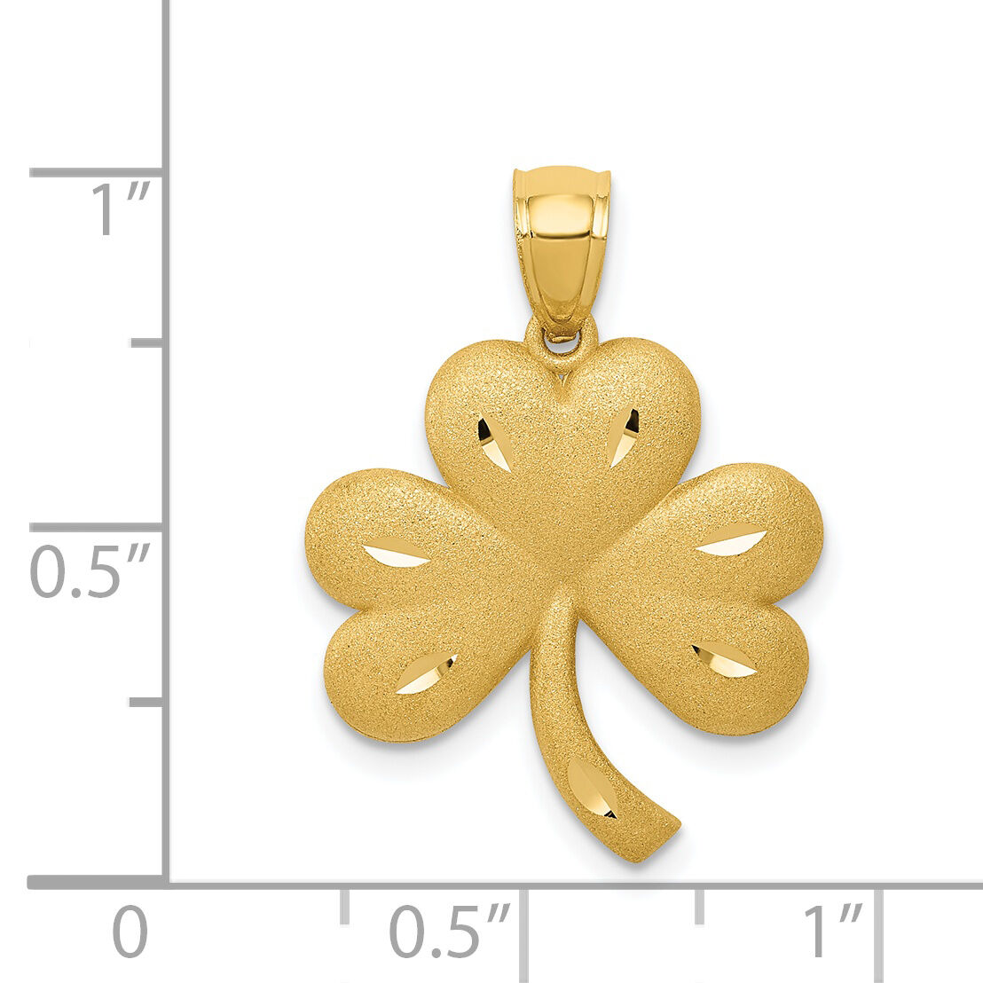 14k Brushed Diamond-cut Shamrock Pendant-M503