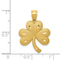 14k Brushed Diamond-cut Shamrock Pendant-M503