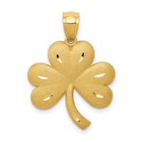 14k Brushed Diamond-cut Shamrock Pendant-M503