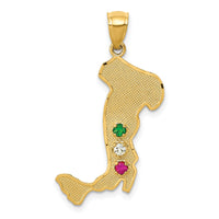 14K Italy w/Emerald, Ruby and CZ Stones Charm-M527