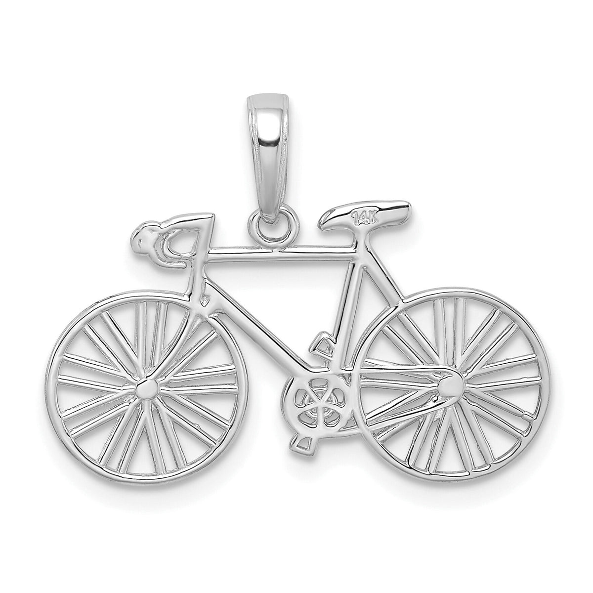 14K White Gold Polished Bicycle Charm-M530W
