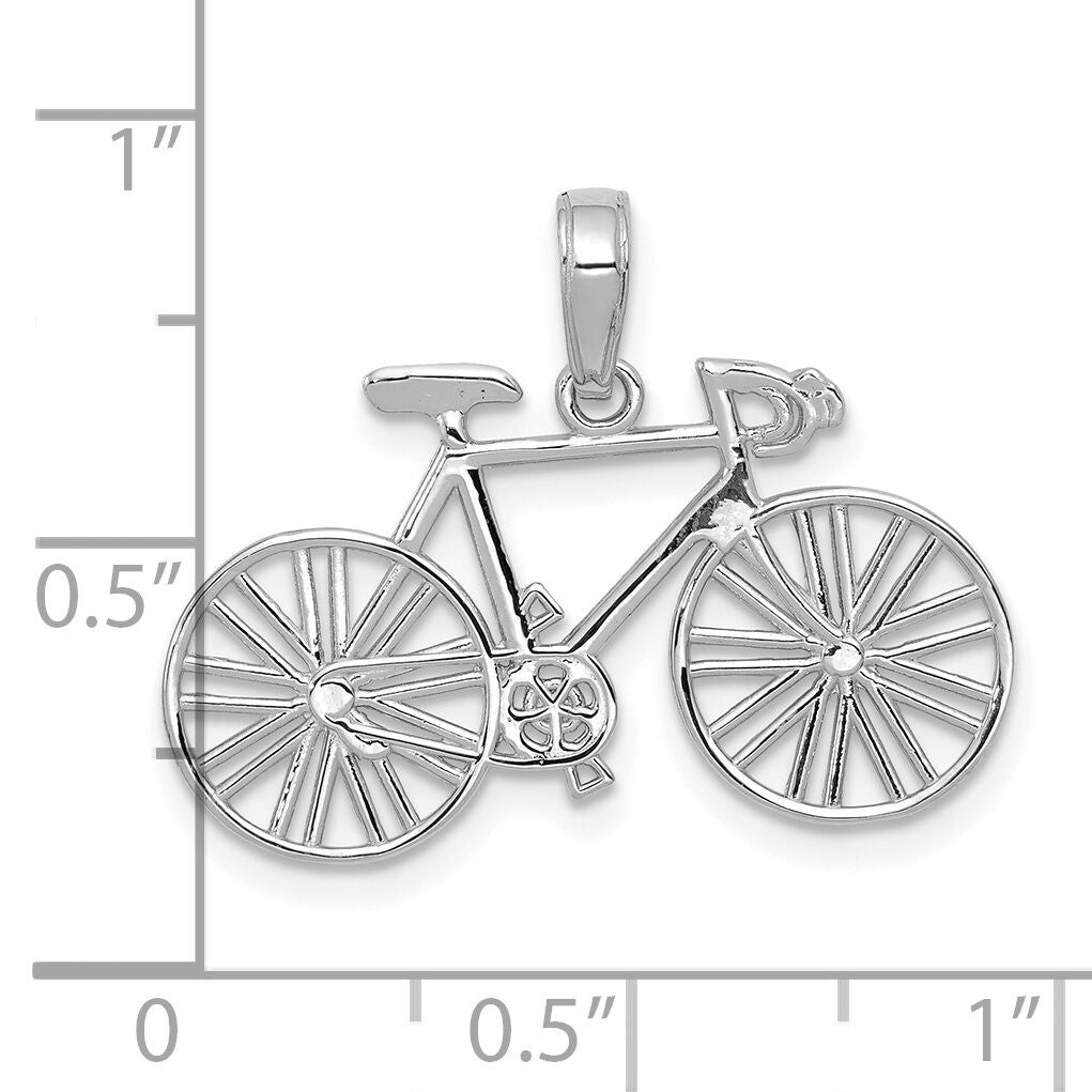 14K White Gold Polished Bicycle Charm-M530W