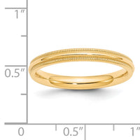 14KY 3mm Milgrain Comfort Fit Band-MC030