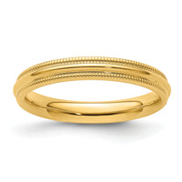 14KY 3mm Milgrain Comfort Fit Band-MC030