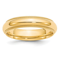 14KY 5mm Milgrain Comfort Fit Band-MC050