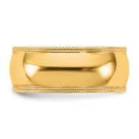 14KY 8mm Milgrain Comfort Fit Band-MC080