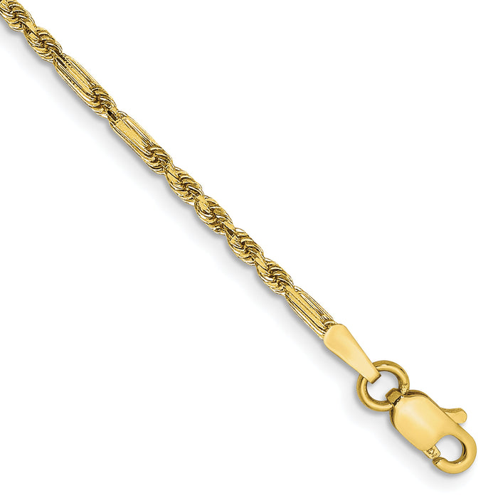 14k 1.8mm Diamond-cut Milano Rope Chain Anklet-MIL030-10