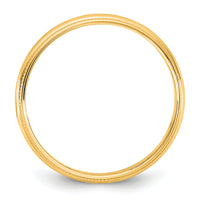 14KY 3.5mm LTW Milgrain Half Round Band-ML035