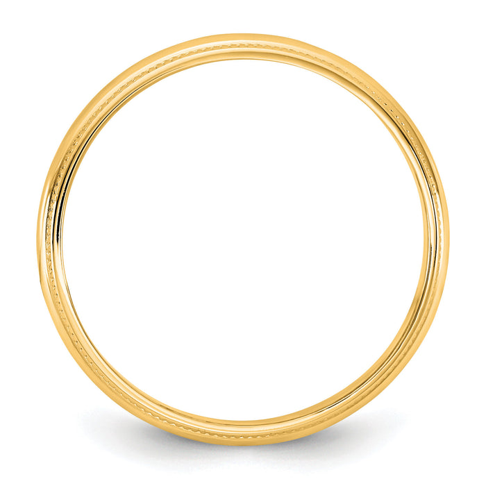 14KY 3.5mm LTW Milgrain Half Round Band-ML035